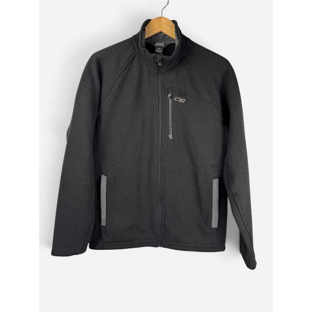 Outdoor Research Fleece Jacket Mens Medium Black Full Zip Sweater Fleece Layer